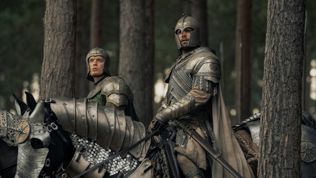 Ser Gwayne Hightower and Ser Criston Cole on horseback in House of the Dragon Season 2, Episode 4